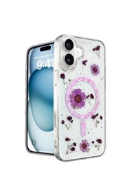 Resim artlab Art İphone 16 Pro Max Kılıf Daisy Simli Magsafe Kapak - Mor Lab 