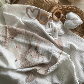 Resim Müslin Kirpi Battaniye & Diş Kaşıyıcı - Kalp Diş Kaşıyıcı 