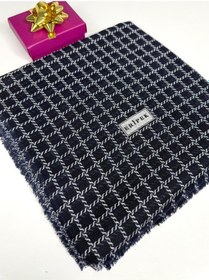 Resim Eripek Desenli Flamalı Keten Eşarp- 06112 Lacivert-Beyaz 
