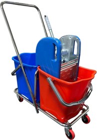 Resim MCK Plus Çelik Presli Krom Araba 5 Mop Setli- Temızlık Arabası 