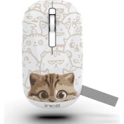 Resim Inca IWM-242K Bluetooth+Wireless double Mod Rechargeable cat Patterned Silent Mouse 