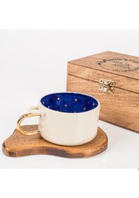 Resim El Yapımı İsme Özel Masif Kutulu Seramik Kupa Ağaç Bardak Altlığı Fincan Bardak Mug 001 