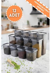 Resim Rossel Premium Lüks Füme 12'Li Erzak Saklama Kabı Etiket Hediyeli Çok Renkli 