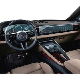 Resim Porsche Macan Uyumlu Elektrik Uyumlu Dijital Gösterge, Navigasyon Ve Vites Etrafı 9h Nano 3lü Set 9H Nano Ekran Koruyucu 