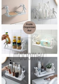 Resim Madamev Kendinden Yapışkanlı Duvara Monte Craft Banyo Rafı Mutfak Organizeri 2'Li Çok Renkli 