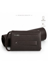 Resim Derin Viral Gerçek Deri Erkek El Çantası, Telefon Bölmeli , El Askılı Premium Fermuarlı Clutch Cüzdan 