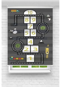 Resim Perdecizade Enxboy Gri Seksek Dijital Baskılı Zebra Perde-cocuk Odası-stor Perde Pz-111 Renkli 