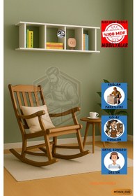 Resim Tamamı Mdf Açık Bölmeli Duvar Rafı Kitaplık 