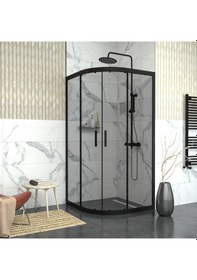 Resim Tekno Duş Black Orion 6mm Füme Cam Oval Duşakabin Füme 