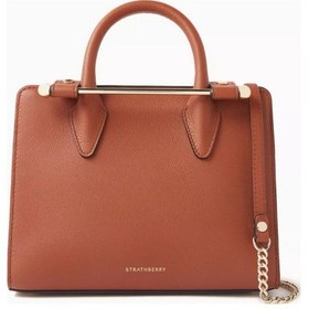 Resim Strathberry Nano Tote Çanta, Şık & Yapılandırılmış, Metal Detaylı, Dana Derisi Omuz Çantası Kahverengi 