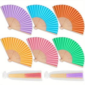 Resim 6 Adet Bambu Katlanır Yelpaze - Düğünler, Partiler, Ev Dekorasyonu için Canlı Renklerle & Karmaşık Desenli El Yapımı DIY Kağıt El Yelpazeleri - Taşınabilir Soğutma Aksesuarları, Düğün Aksesuarları, Dekoratif Yelpaze, Hafif Yelpaze, Dekoratif Aksesuar, Etkinlik Dekoratörleri 