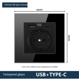 Resim Gjob USB C Priz Type C Sıva Altı Prız USB C 2.1A Prız Siyah 