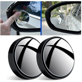Resim Sones Çift Geri Vites Aynası Küçük Yuvarlak Ayna Hd Büyük Görünüm Vantuz Kör Nokta Aynası Siyah 