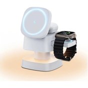 Resim Gaojunshop01 Dörtlü Şarjlı Beyaz Mantar Lamba Kablosuz Şarj Cihazı İphone Samsung Uyumlu Airpods İwatch 
