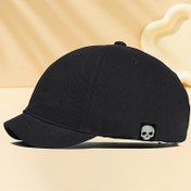 Resim Erkek Modası Kafatası Desenli Beyzbol Şapkası, Kısa Siperli Rahat Polyester Şapka, Esnek Olmayan Kumaş, Açık Hava Seyahat Boş Zaman Hip-Hop Baba Şapkası, %100 Polyester 