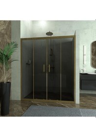 Resim Tekno Duş Bronze Castor 6mm Füme Cam 2 Sabit 2 Sürgü İki Duvar Arası Duşakabin Füme 