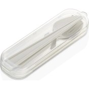 Resim Qlux Plastik Kaşık Çatal Bıçak Seti Kutulu Set Okul Kamp Piknik Sürekli Kullanım Çatal Kaşık Bıçak Seti 