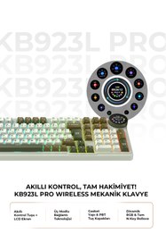 Resim Havit Gamenote KB923L Pro Wireless Tri-Mode Kablosuz Mekanik RGB Oyuncu Klavyesi – LCD Ekranlı 