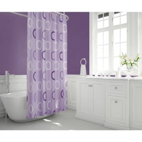 Resim Zethome Tropik Banyo Duş Perdesi 5033 Çift Kanat Lila 2 x 120 x 200 