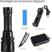 Resim Wezone Derin Deniz Led Dalış Feneri, L2 Beyaz Işık, Manyetik Anahtar, Usb Şarjlı, Tam Set Fener + Kayış + Pil + Şarj Cihazı + Hediye Kutusu Çok Renkli 