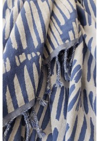 Resim %100 Pamuk Çift Kat Müslin Peştemal - Jakarlı Plaj Havlusu- 90x170 Cm Indıgo Indigo 