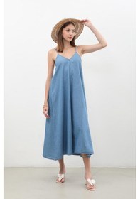Resim Kadın İnce Askılı Jean Elbise 001 