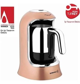 Resim Korkmaz Kahvekolik Rosagold/Krom Otomatik Kahve Makinesi 