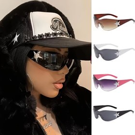Resim 1 adet Kadınlar için Geleceğe Yönelik Yıldız Şeklinde Moda Gözlükleri - Hafif Polikarbonat Çerçevesiz Tasarım, Gradyan Pembe'den Net'e, Partiler Moda Aksesuarları 