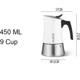Resim Alocs Taşınabilir Mocha Pot 450 ml 9 Cup Beyaz 