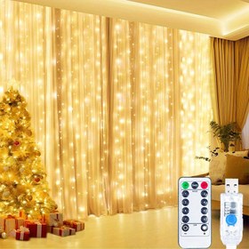 Resim Uzaktan Kumandalı LED USB 8 Modlu Işıklar, 105-600LED Noel Perdesi Peri Masalı Dizisi Işıklar Yatak Odası, İç Mekan, Oturma Odası, Noel, Düğün, Şükran Günü ve Parti Süslemeleri, Üç Renk Mevcut 12 Festival Kullanımı 5 Kişilik Hediye Olarak Uygun Tüm Mevsimler Cadılar Bayramı Süslemeleri, Noel Süslemeleri 