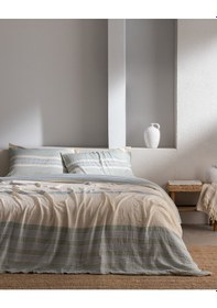 Resim Madame Coco Sheryl Tek Kişilik Müslin İpliği Boyalı Lastikli Nevresim Takımı - Mavi/yeşil 8684427207567 Çok Renkli 