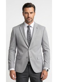 Resim Plus Scorpion Slim Fit Pike Dokuma Erkek Blazer Ceket Modern Şık Günlük Kombin Gri 