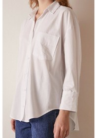 Resim Never More Tek Cepli Pamuklu Gömlek Beyaz 