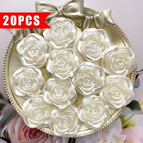 Resim 20 ADET Akrilik Gül Çiçek Boncukları, 24mm - Kremsi Sedefli Kaplama, Telefon Kılıfları, Saç Aksesuarları ve Reçine Takı Yapımı için DIY El Sanatları Malzemeleri 