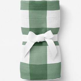 Resim Petit Fleur Green Check Müslin Bebek Örtüsü - 100x100cm 
