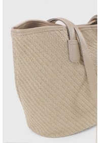 Resim Housebags Doğal Hasır Krem Deri Askılı Plaj Çantası Hasır Krem 