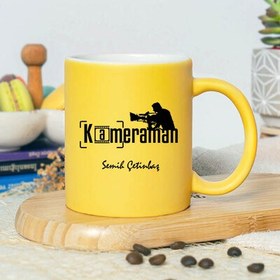 Resim İsme Özel Kameraman Sarı Kupa Bardak 