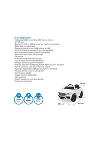 Resim Massimo Gt 4x2 12v Uzaktan Kumandalı Led Farlı 2x Arka Süspansiyonlu Kemerli Çocuk Akülü Araba Beyaz 
