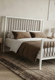 Resim Unimet Breeze Çift Kişilik Ferforje Metal Karyola (BEYAZ-KAHVERENGİ) (AHŞAP LATALI) 