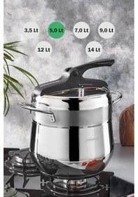 Resim Kahramanlar Tekli Düdüklü Tencere 5,0 Lt. Siyah 2131 Siyah 