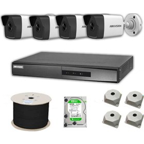 Resim Hikvision 2 MP Mikrofonlu 4 Kameralı 1 TB Disk Tak Çalıştır Hazır IP Kamera Seti 