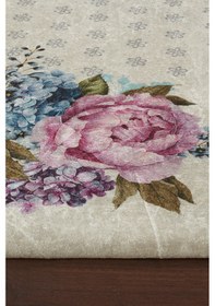 Resim Modern Desenlerde Kadife Dokulu Lastikli Halı Örtüsü Bej Bej 