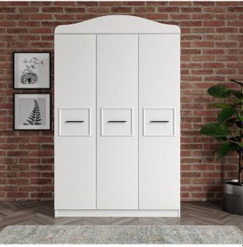 Resim Line 3 Kapaklı Beyaz Dolap 