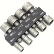 Resim 9 adet ısıl işlem görmüş rüzgar geçirmez, 6.35mm altıgen, 5-13mm delik çapı aralığında, krom-vanadyum çelikten yapılmış yüksek torklu 