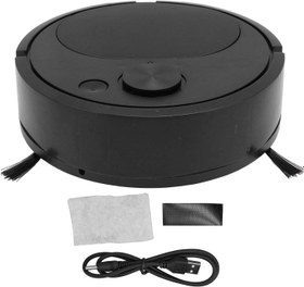 Resim Liuyoyo Robot Süpürge Ev Haritalama USB Şarj Mini Akıllı Süpürme Robotu Evcil Hayvanlar, Halı ve Sert Zeminler Olan Evler için(Siyah) 