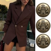 Resim 10 Adet Vintage İngiliz Çift Aslan Düğme (15/20/25 mm) – Ceket/Kazak/Takım Elbise için Antika Dikiş Düğümleri, Kabartmalı Tasarımlı Premium Retro Kıyafet Aksesuarları 