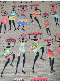 Resim Jüt Zemin Üzerine Afrikalı Kadın Desenli Kumaş 