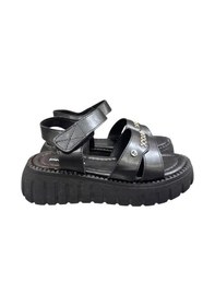 Resim Pierre Cardin Dolgu Topuk Anatomik Taban Bayan Sandalet Siyah 