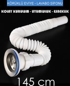 Resim KUSTAR Ayarlanabilir 145 cm Uzanabilen Körüklü Eviye - Lavabo Sifonu Gider Borusu 