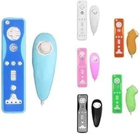 Resim Kocak Gold Silikon Kauçuk Kılıf Koruyucu Yumuşak Jel Kapak Cilt Kabuk Wii Nunchuk Joystick Silikon Kılıf için Wii Uzaktan Kumanda için (Siyah) 